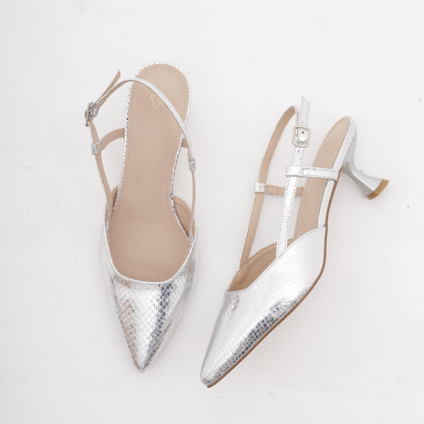 SLINGBACK SNAKE ARGENTO