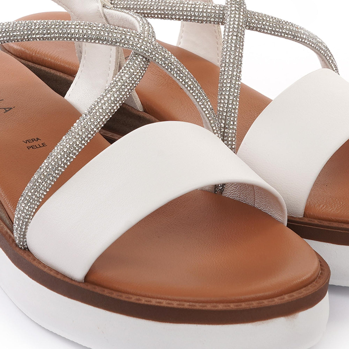 SANDALO ZEPPA BRILLANTINI BIANCO<BR/>