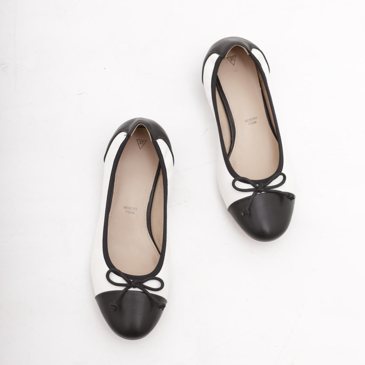 DECOLLETE' BALLERINA BICOLORE BIANCO