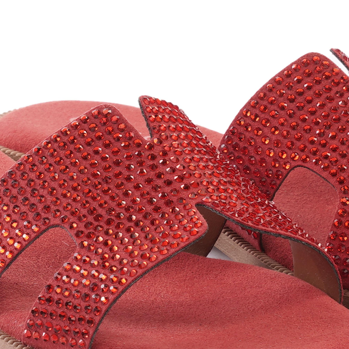 CIABATTINA H CON STRASS ROSSO<BR/>