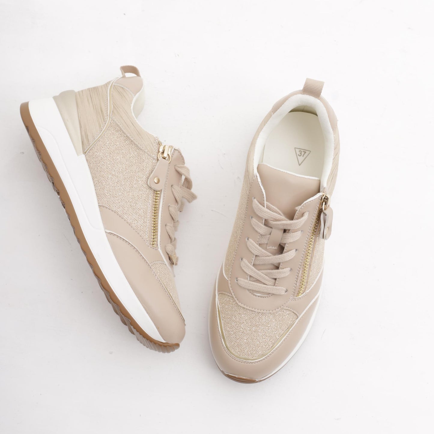 SNEAKERS SHINY ZIP NUDE