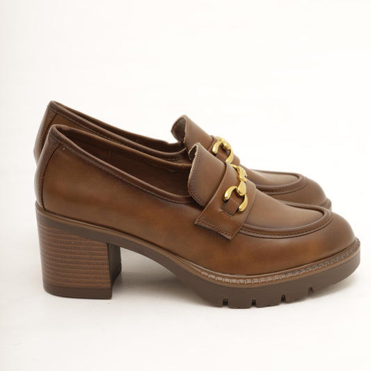 MOCASSINO CON TACCO E MORSETTO CUOIO MP70014-2PUC CHOCOLA