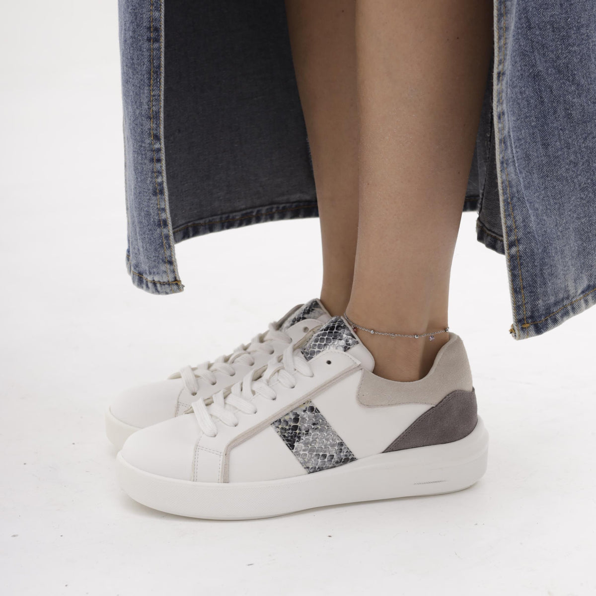 SNEAKERS PYTHON BIANCO/GRIGIO<BR/>