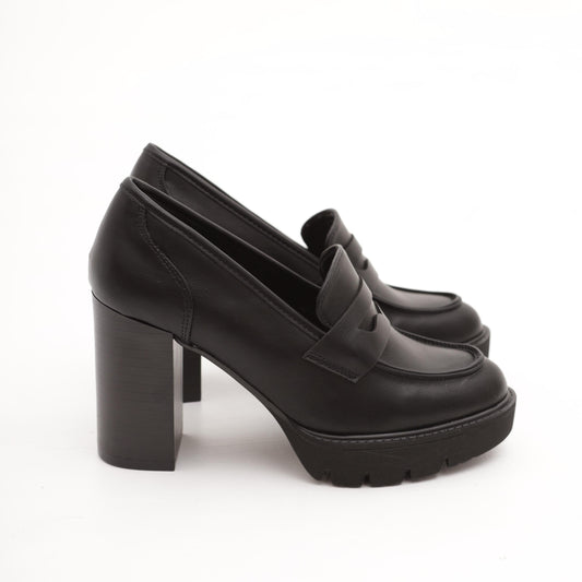 MOCASSINO TACCO E PLATEAU NERO MP70013-2PUNE CHOCOLA