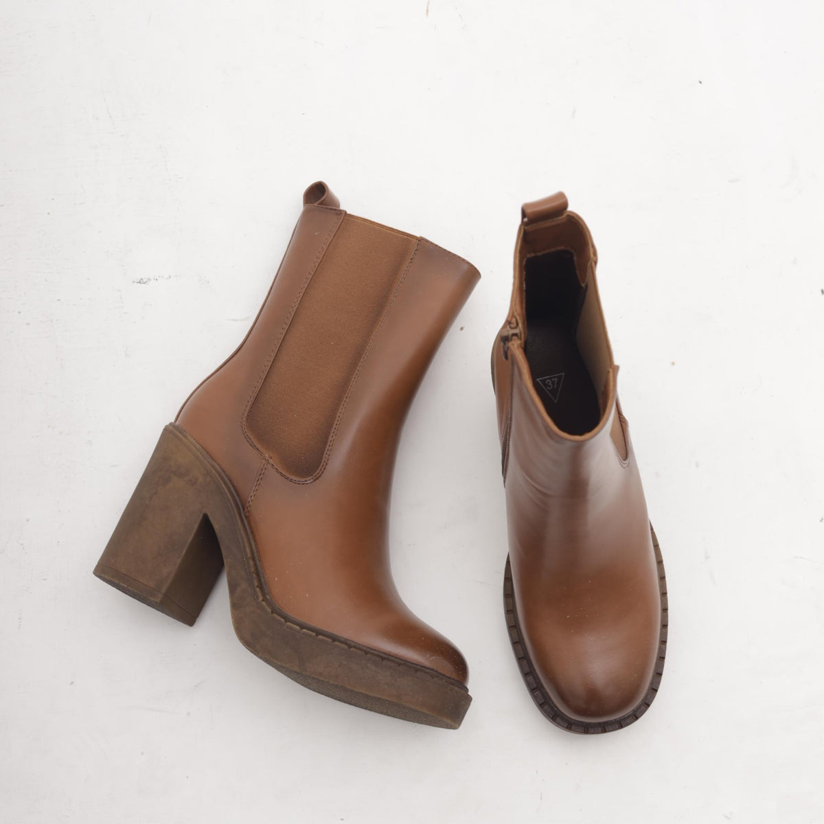 STIVALETTO ELASTICO ZIP TACCO CUOIO
