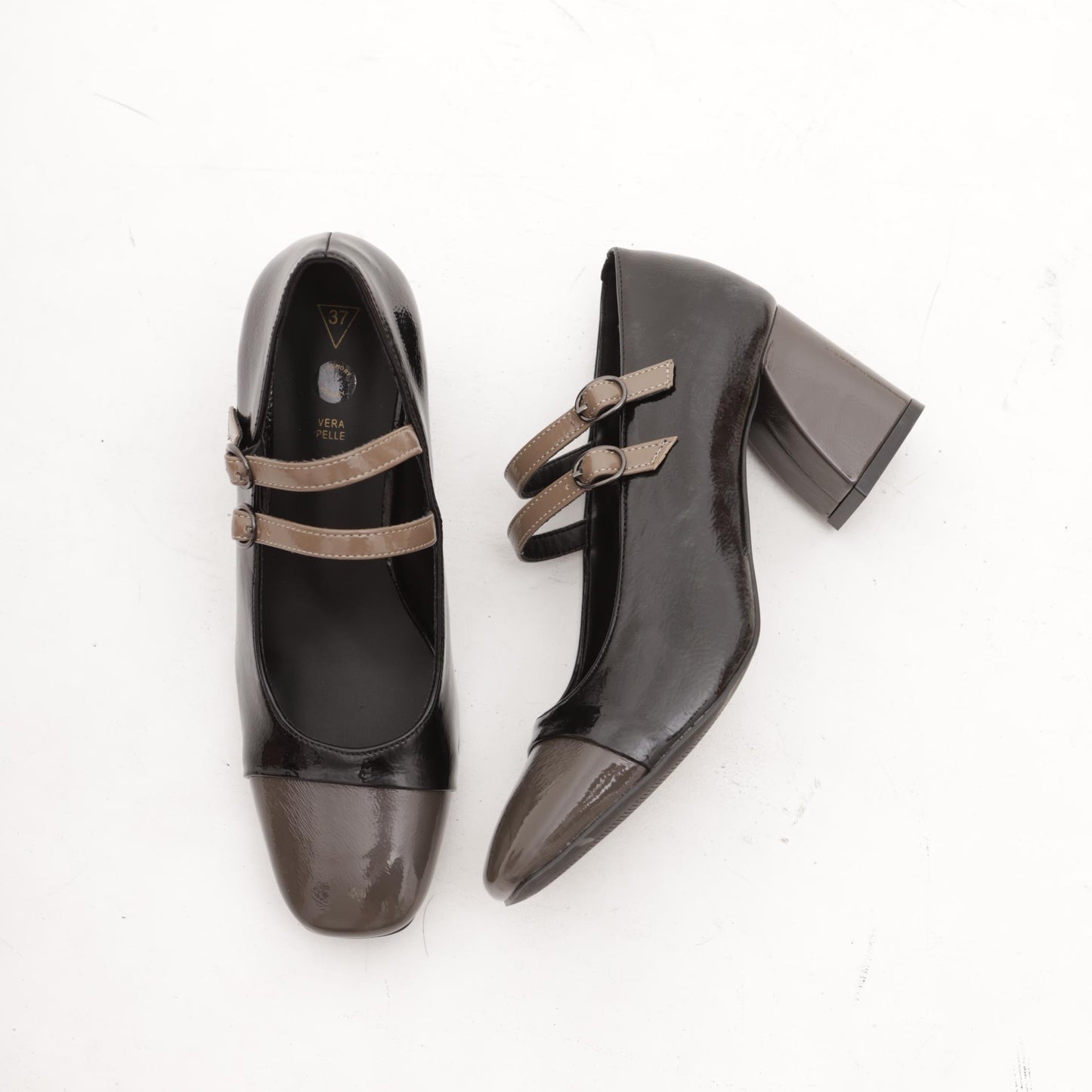 MARY JANE BICOLORE 2 CINTURINI NERO