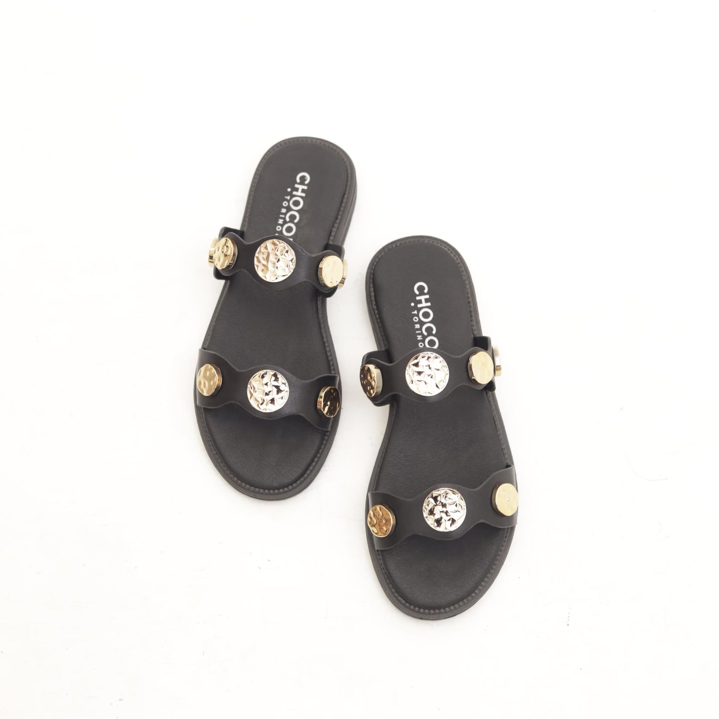 SANDALO FLAT MONETE NERO