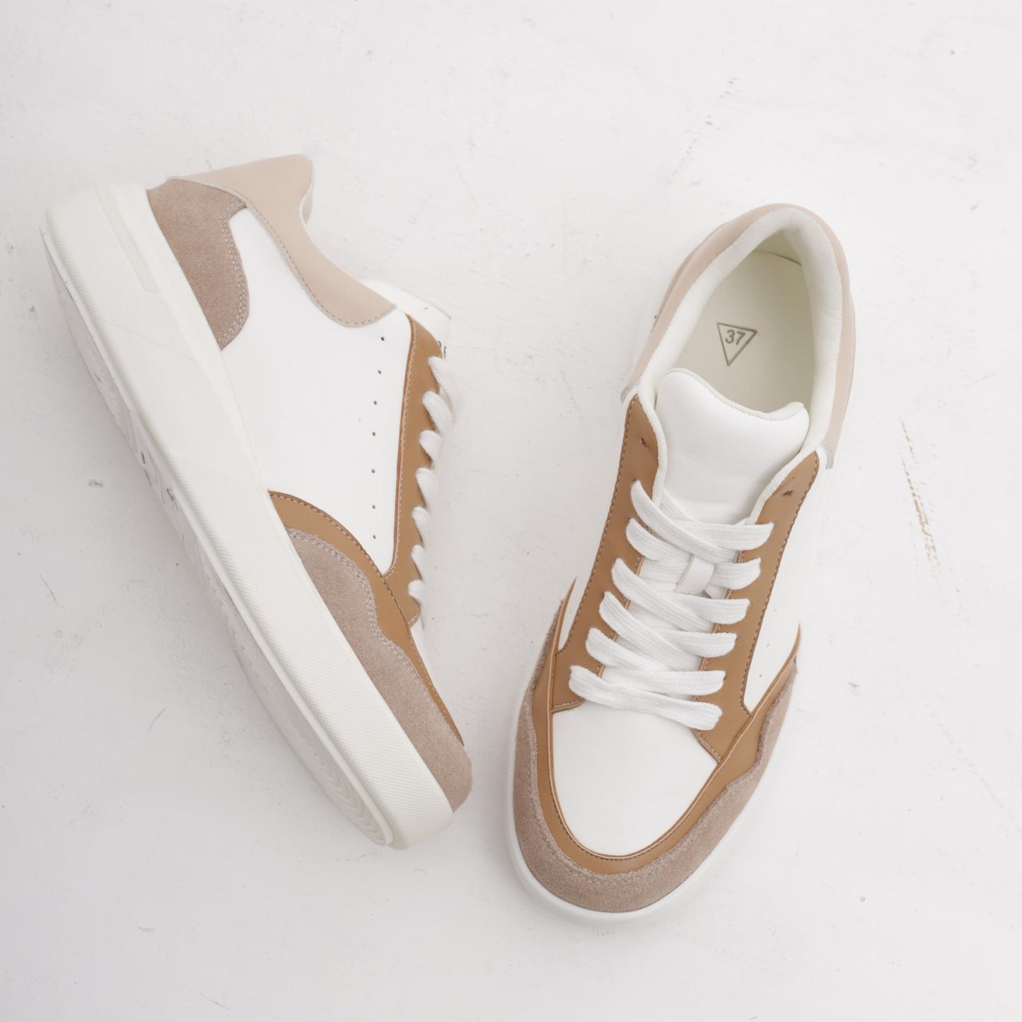 SNEAKERS WAVE BIANCO/CUOIO<BR/>