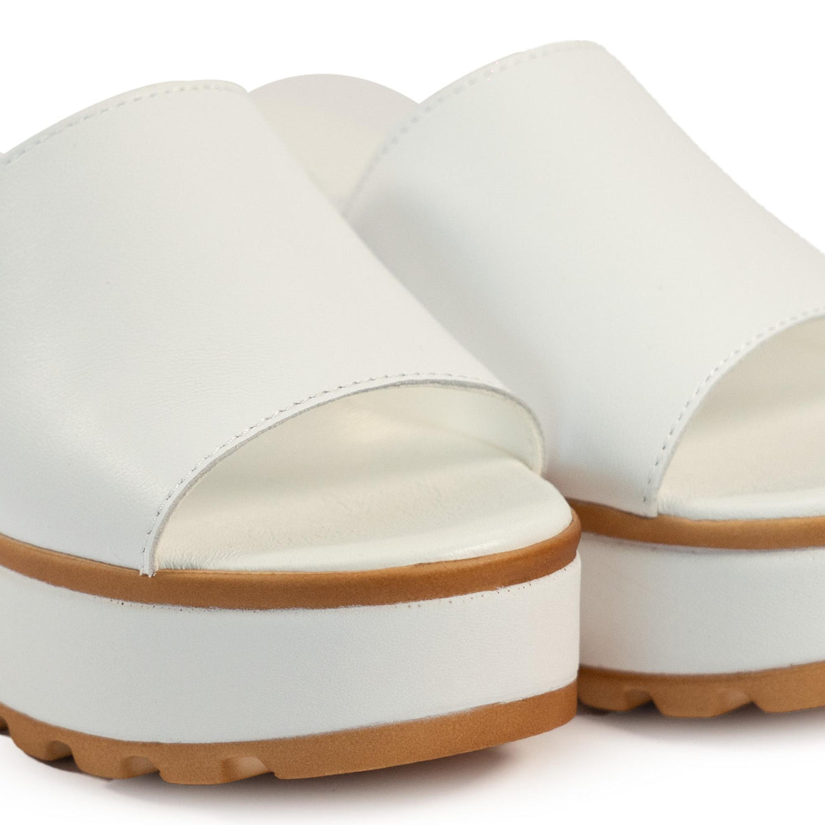 CIABATTA FASCIA VERA PELLE BIANCO<BR/>