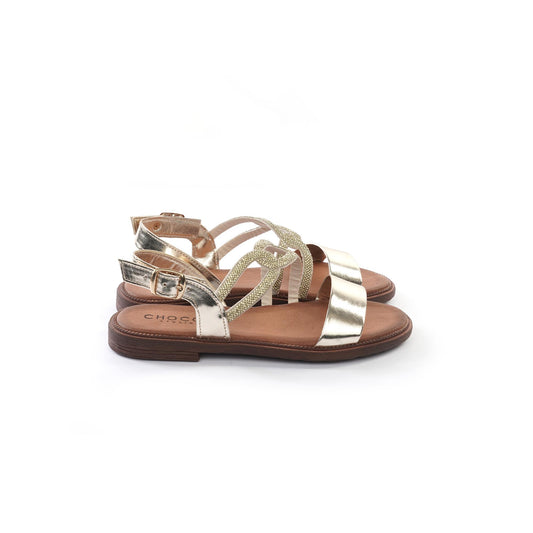 SANDALO FLAT STRASS PLATINO<BR/>