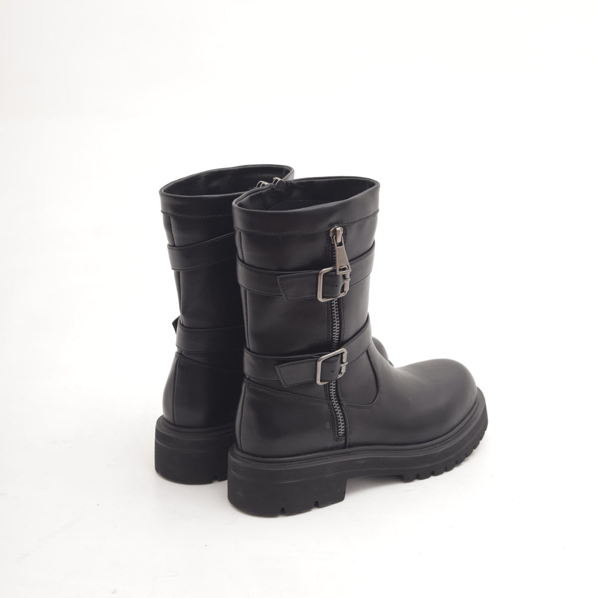BIKER ZIP E FIBBIE NERO