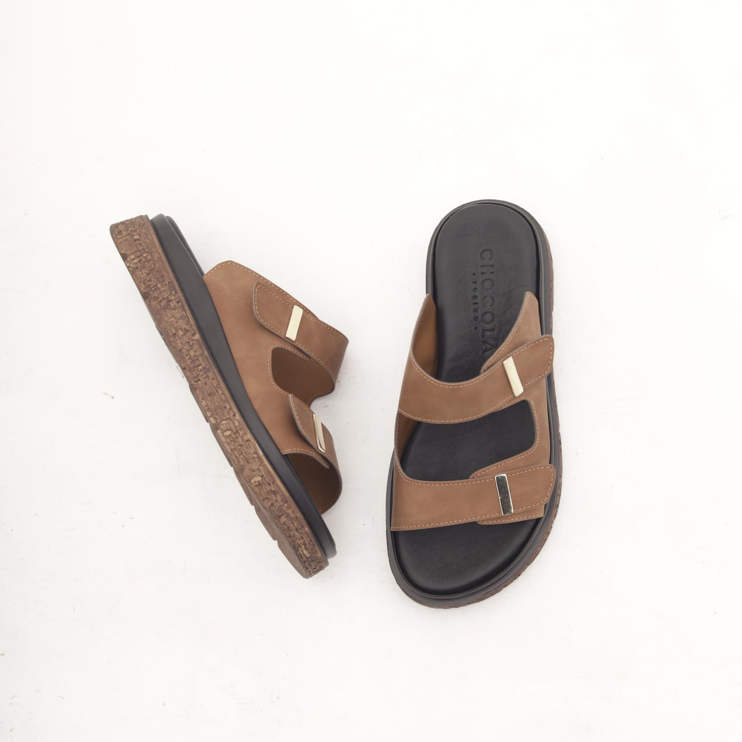 SANDALO DOPPIA FASCIA MARRONE