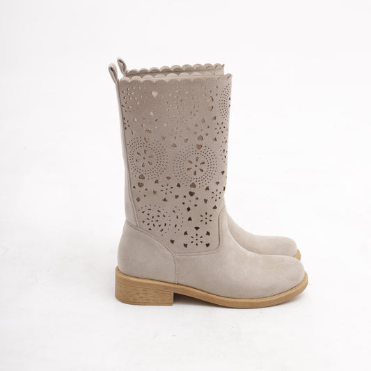 STIVALETTI TRAFORATI BEIGE<BR/>