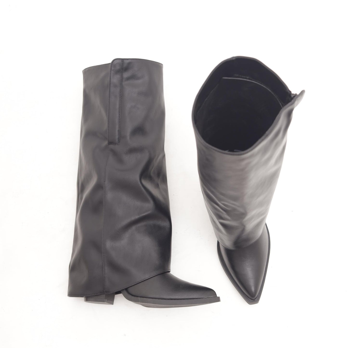 STIVALE TEXANO RISVOLTATO ZIP NERO