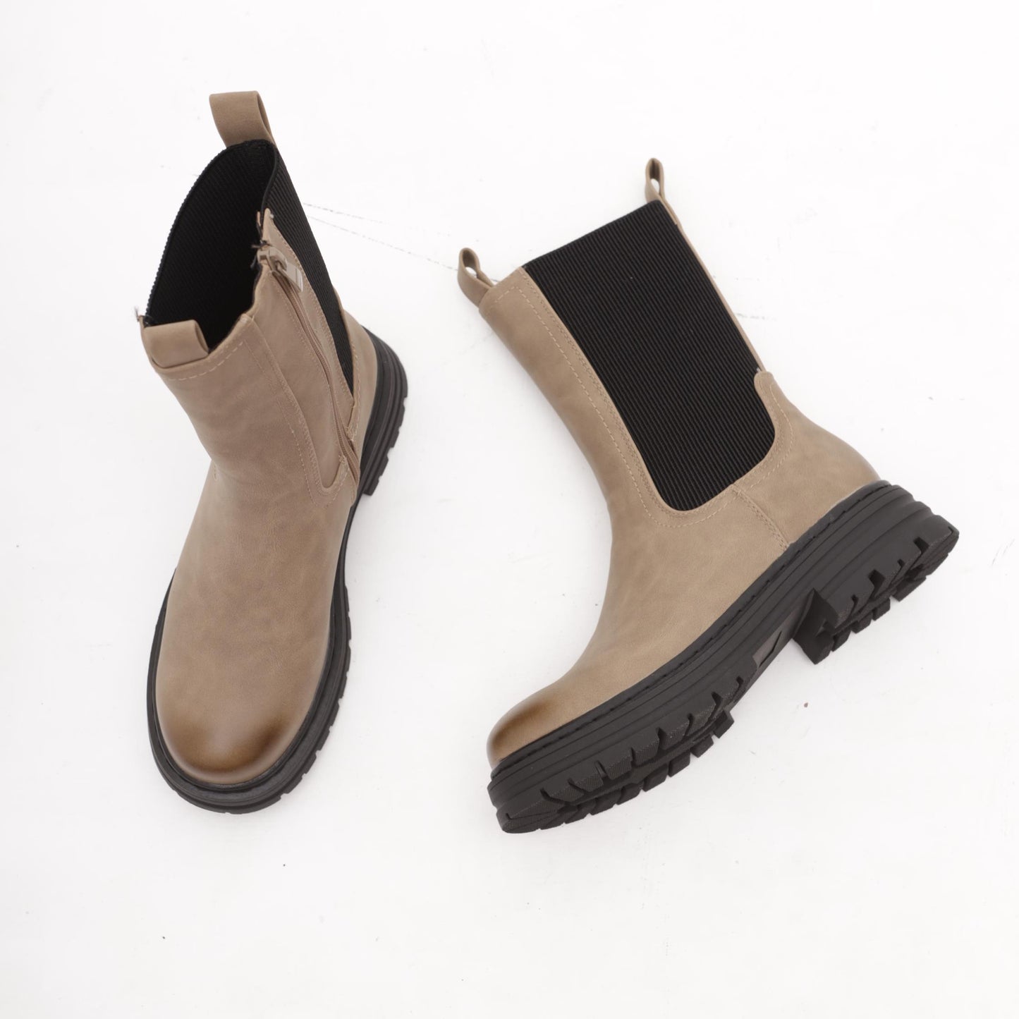 STIVALETTO ELASTICO E ZIP TORTORA