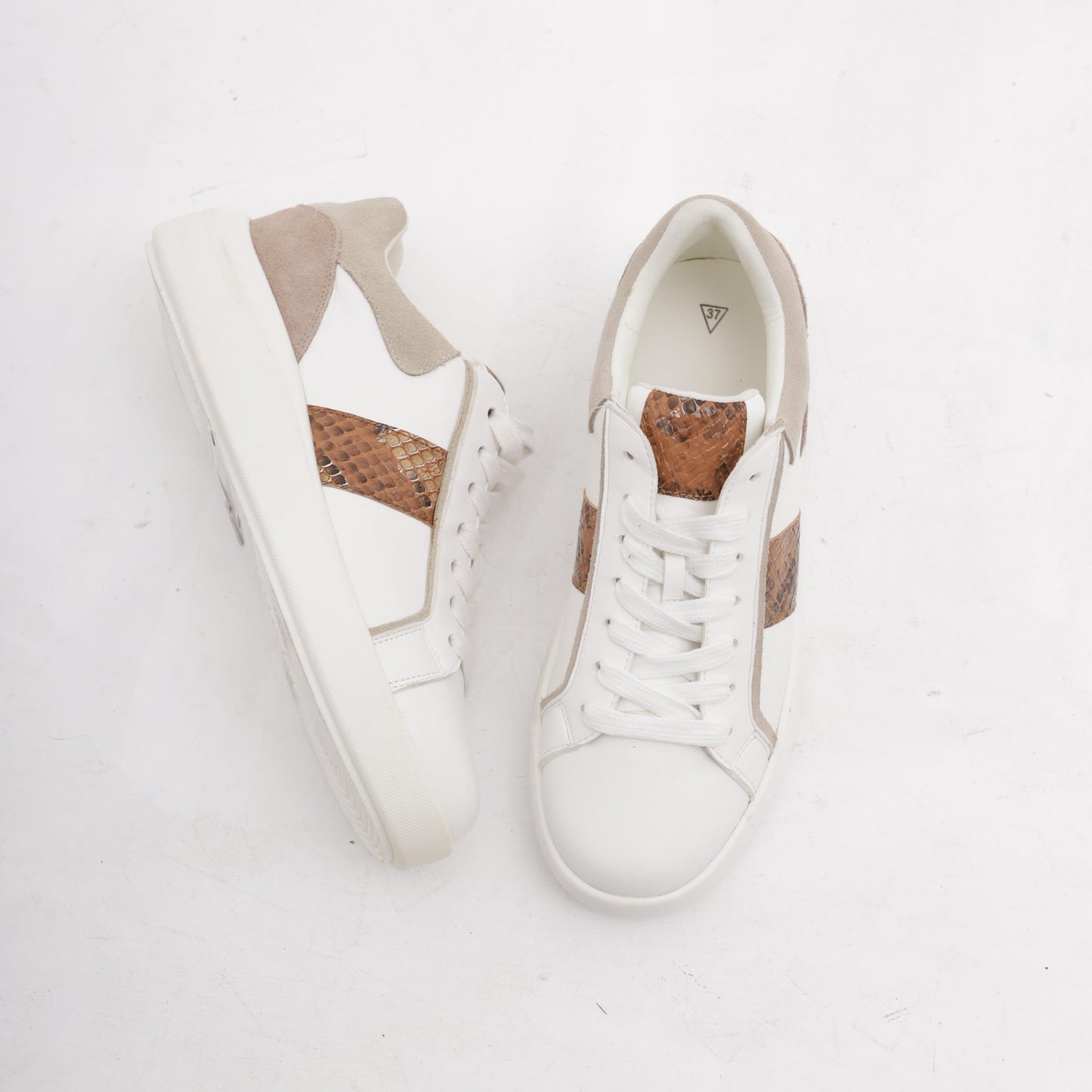 SNEAKERS PYTHON BIANCO/CUOIO<BR/>