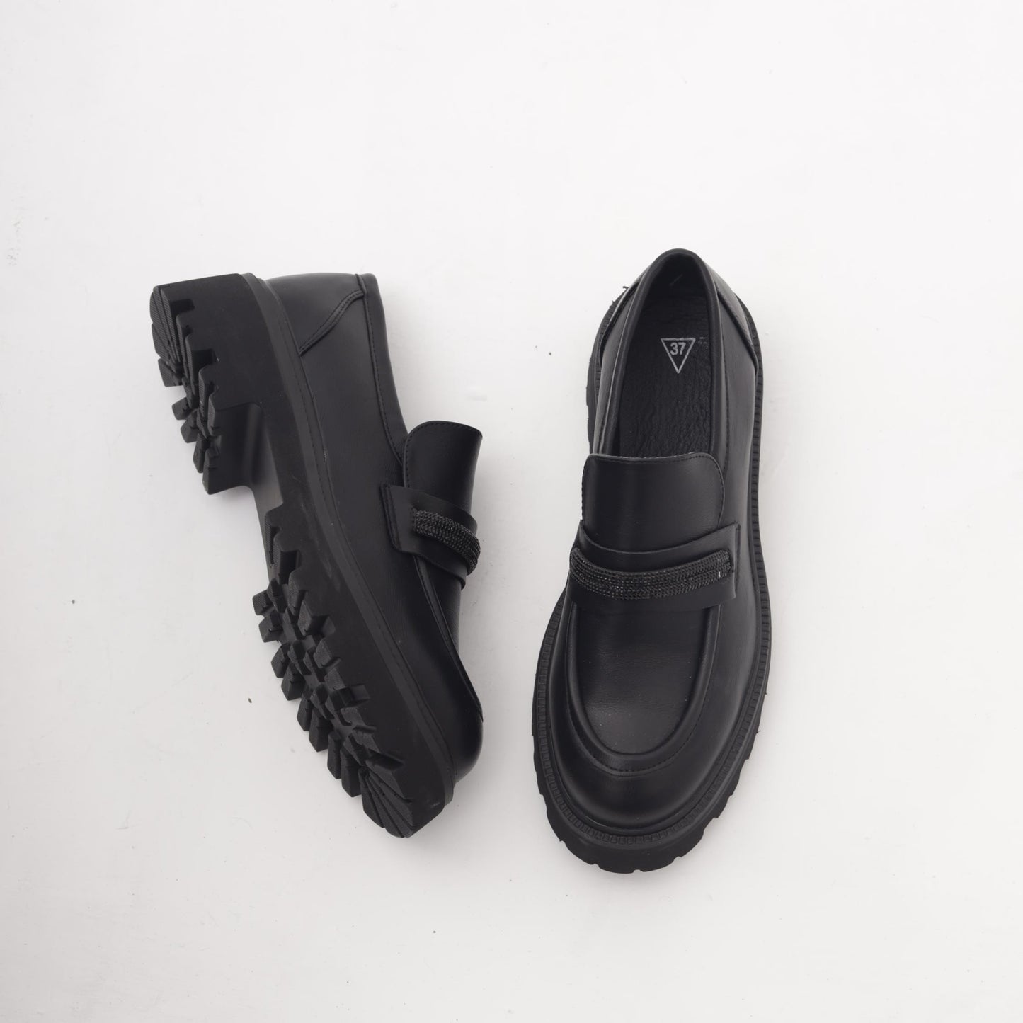 MOCASSINO SUOLA ALTA STRASS NERO