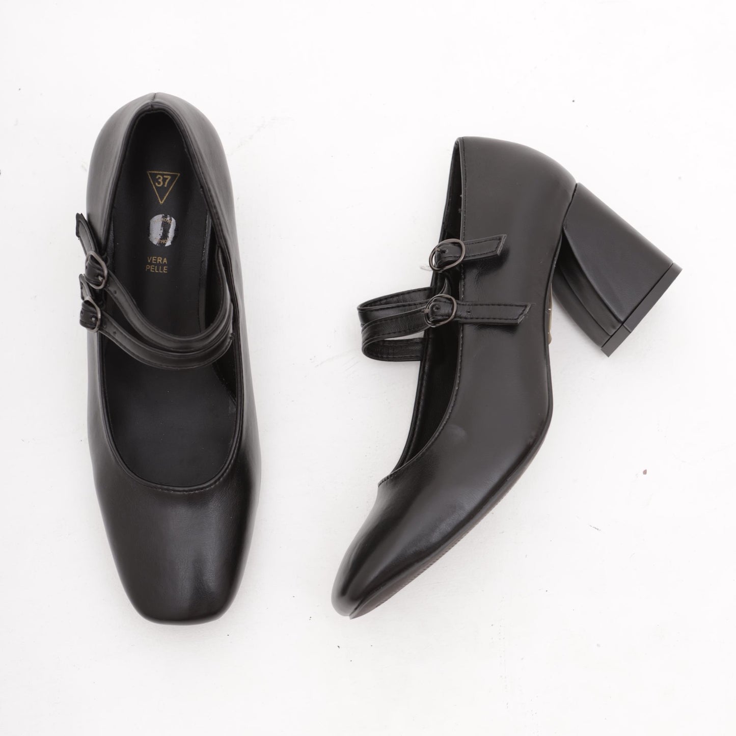 MARY JANE ALTA 2 CINTURINI NERO MP7007-1PUNE CHOCOLA