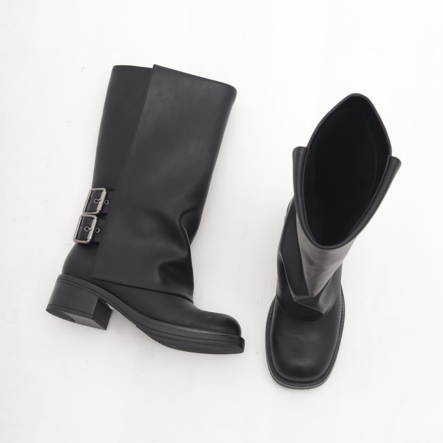 BIKER RISVOLTATO DOPPIA FIBBIA NERO MP2707-1PUNE CHOCOLA