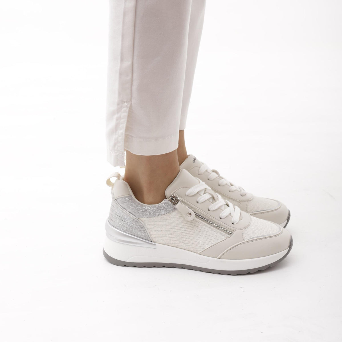 SNEAKERS SHINY ZIP GRIGIO