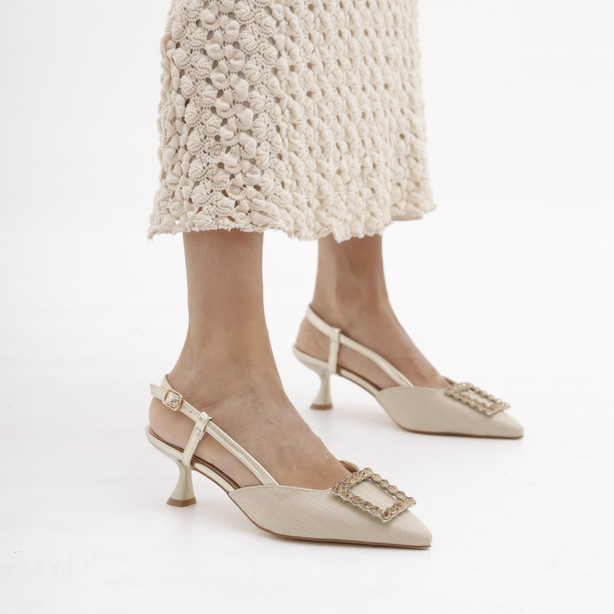 SLINGBACK CANVAS BASSA PLATINO