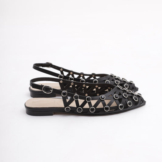 SLINGBACK FLAT GRID NERO