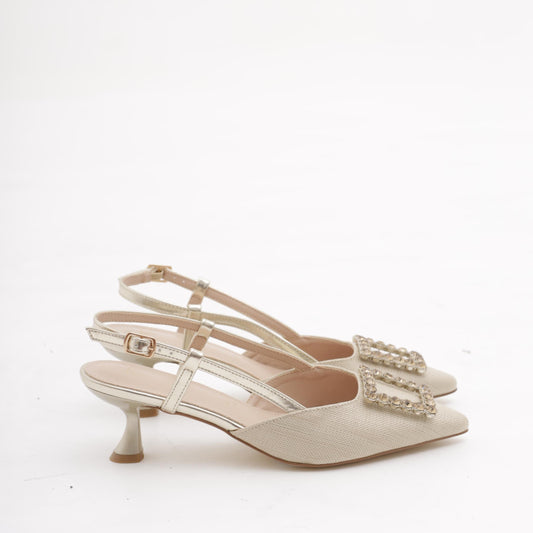 SLINGBACK CANVAS BASSA PLATINO