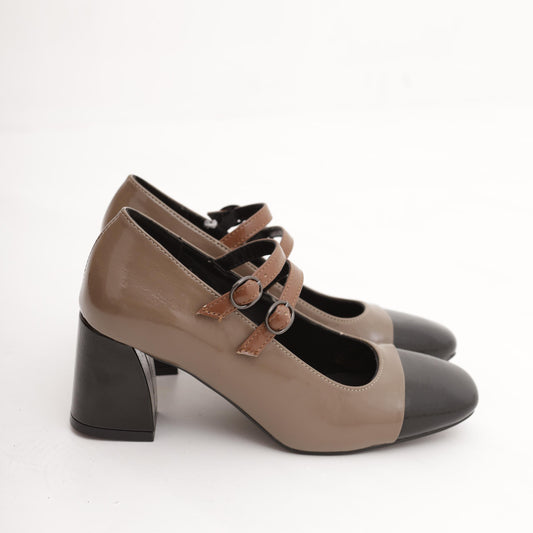 MARY JANE BICOLORE 2 CINTURINI TAUPE