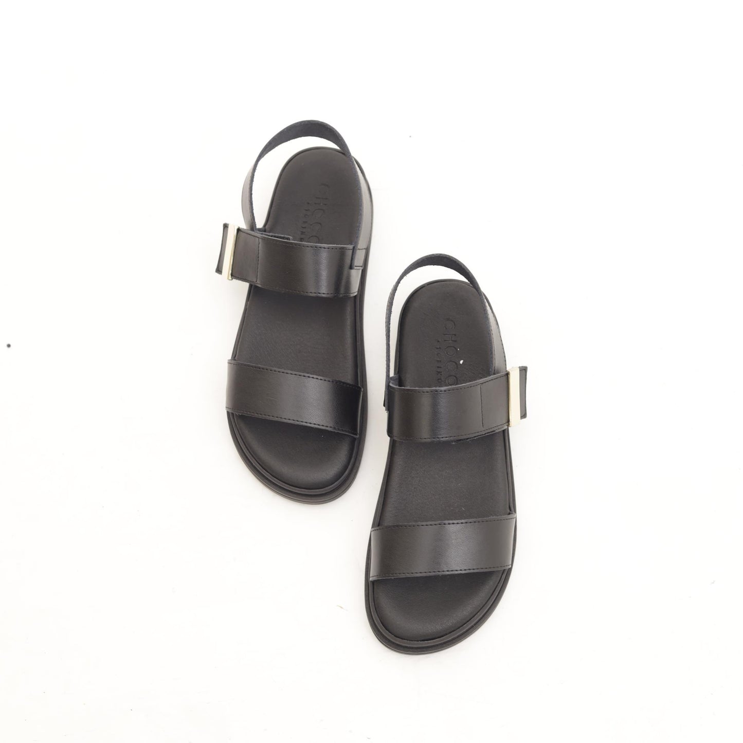SANDALO VELCRO VERA PELLE NERO