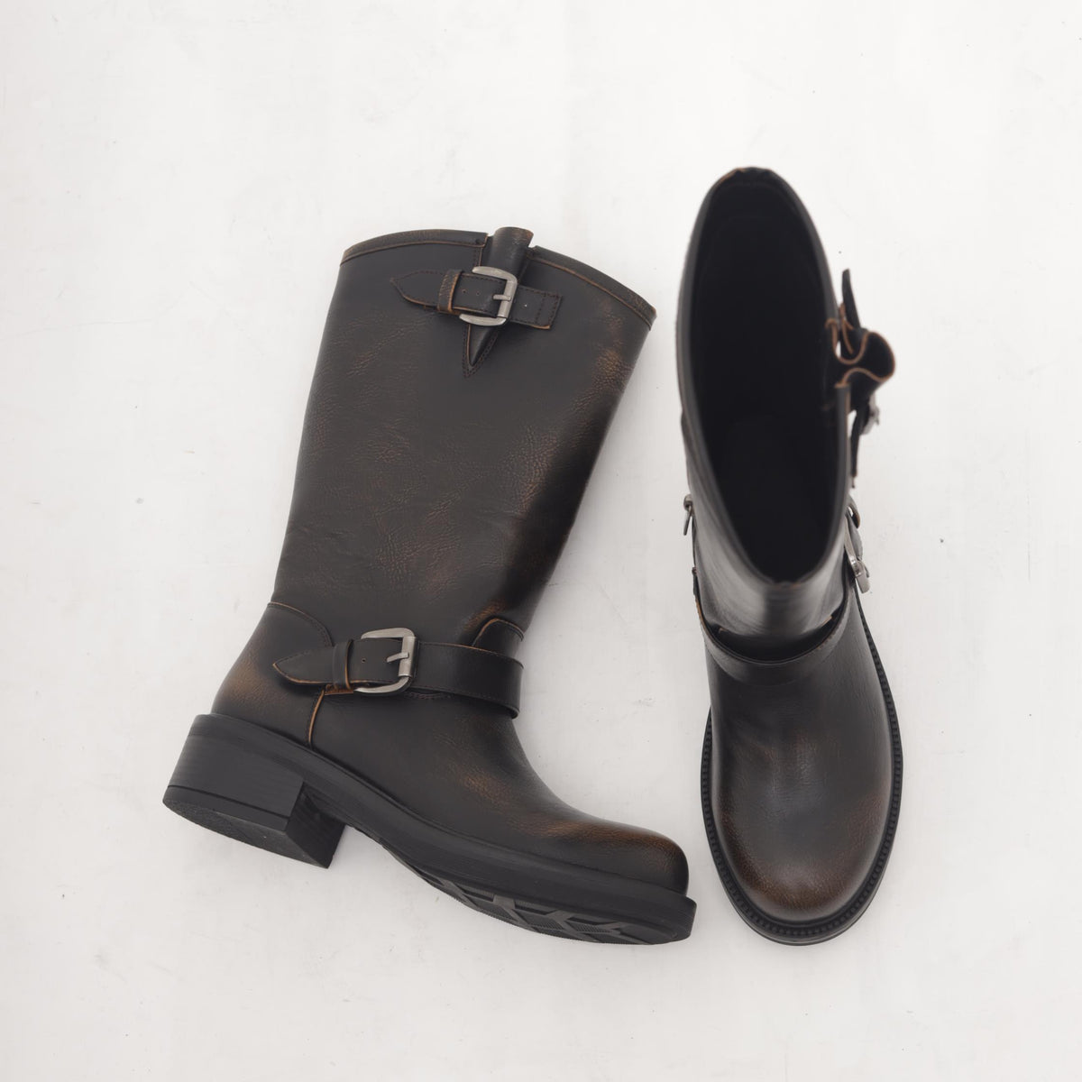 STIVALE BIKER ALTO MARRONE