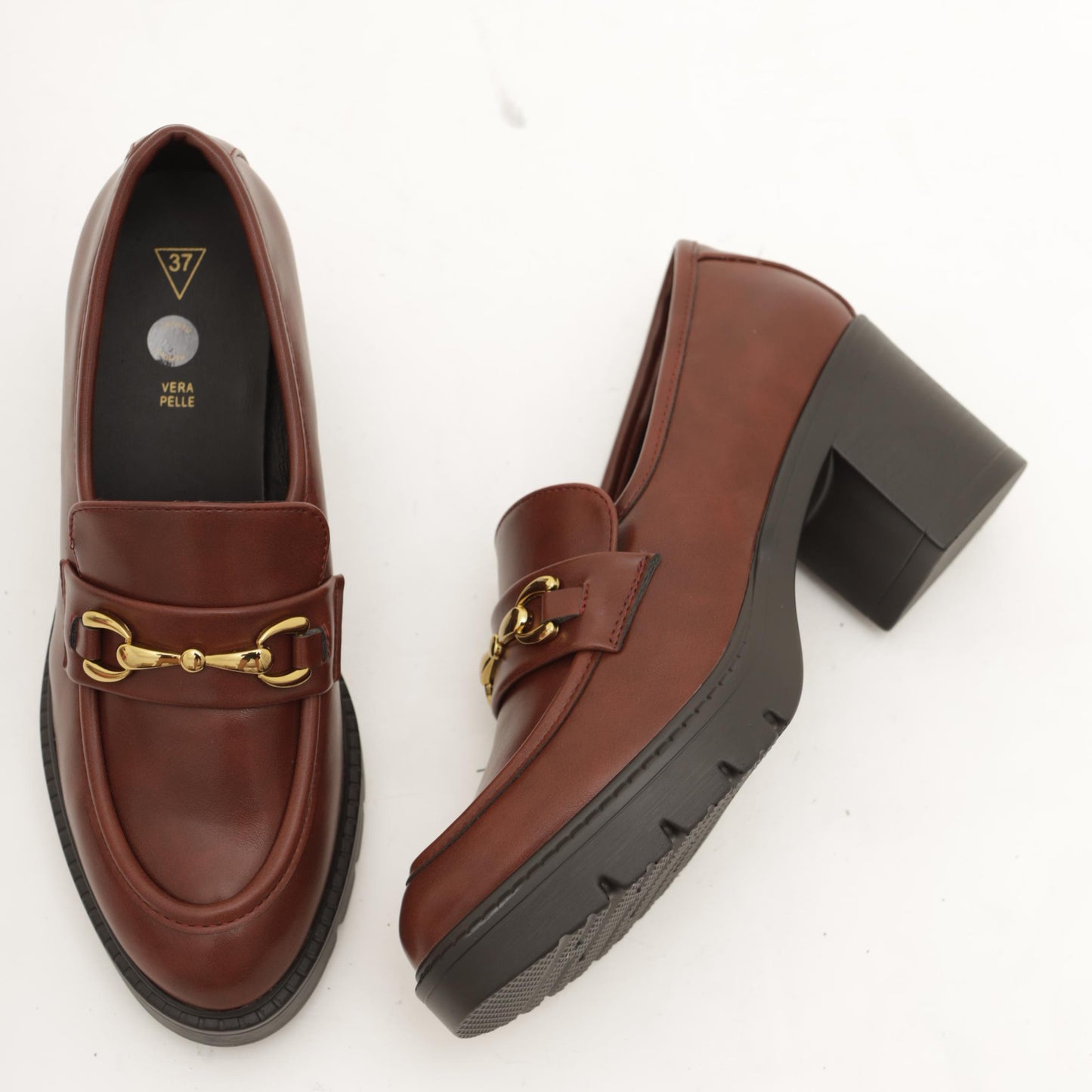 MOCASSINO CON TACCO E MORSETTO BORDEAUX