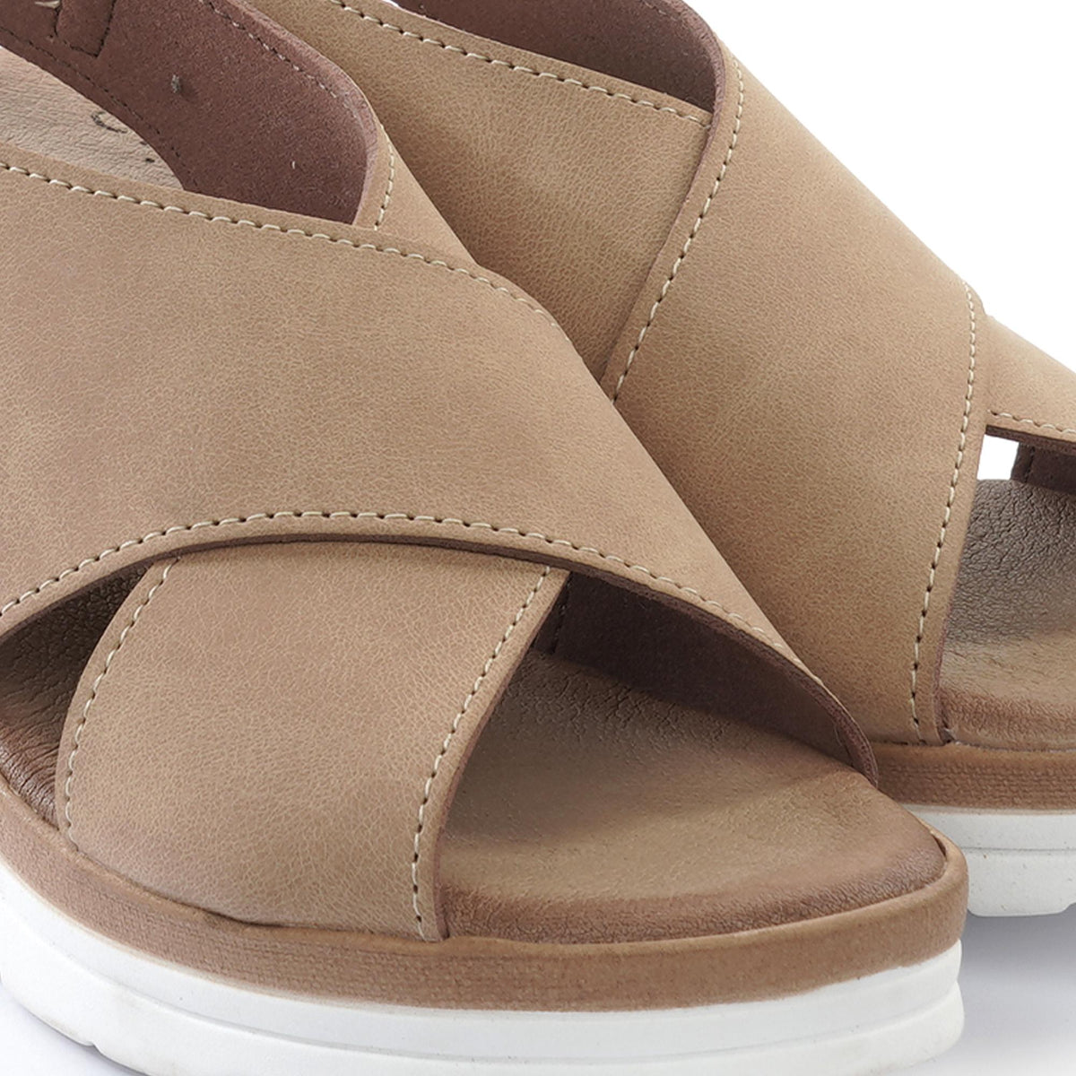 SANDALO ZEPPA INCROCIATO BEIGE<BR/>
