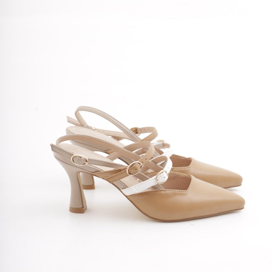 SLINGBACK CINTURINI BICOLORE CUOIO