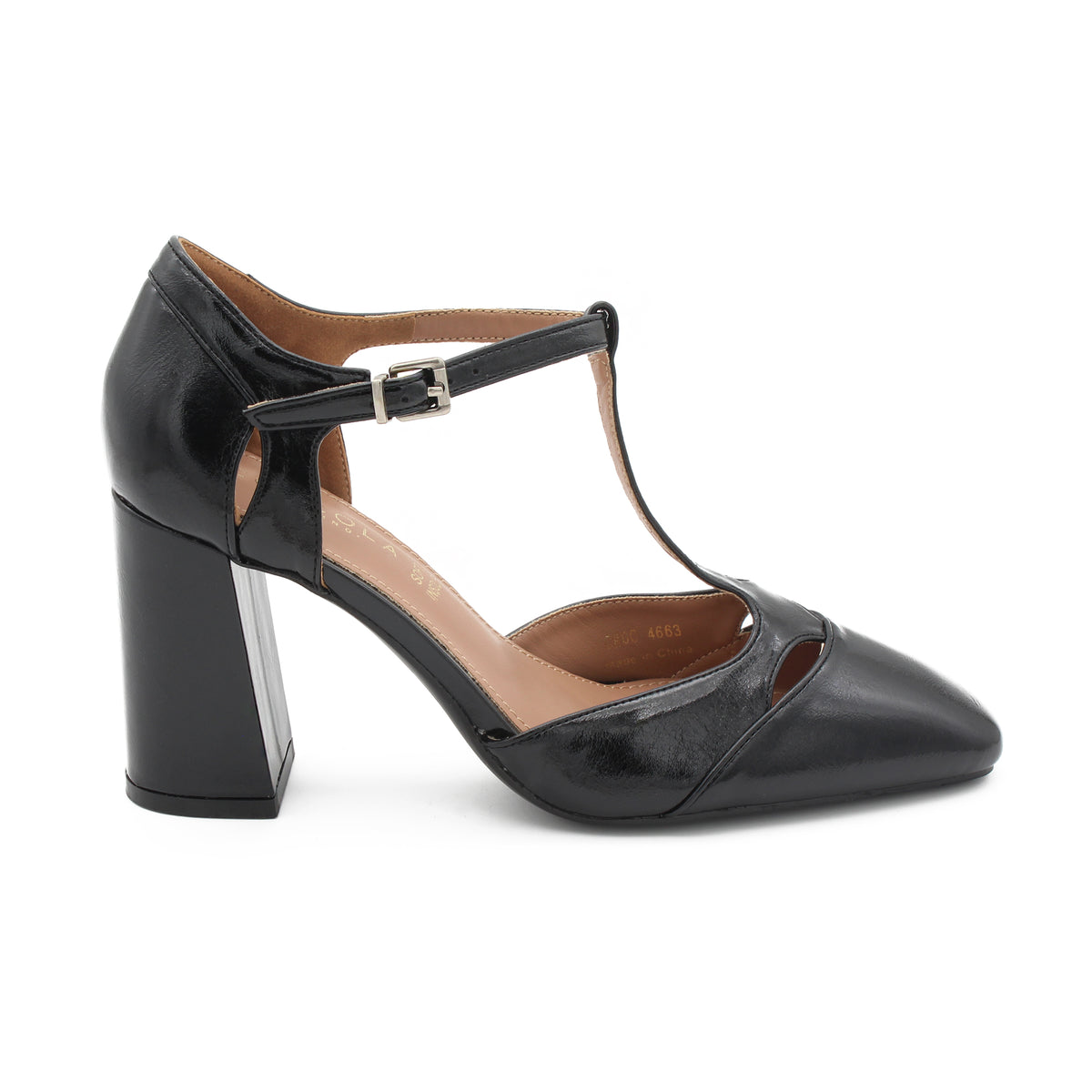 DECOLLETE T-BAR VERNICE NERO
