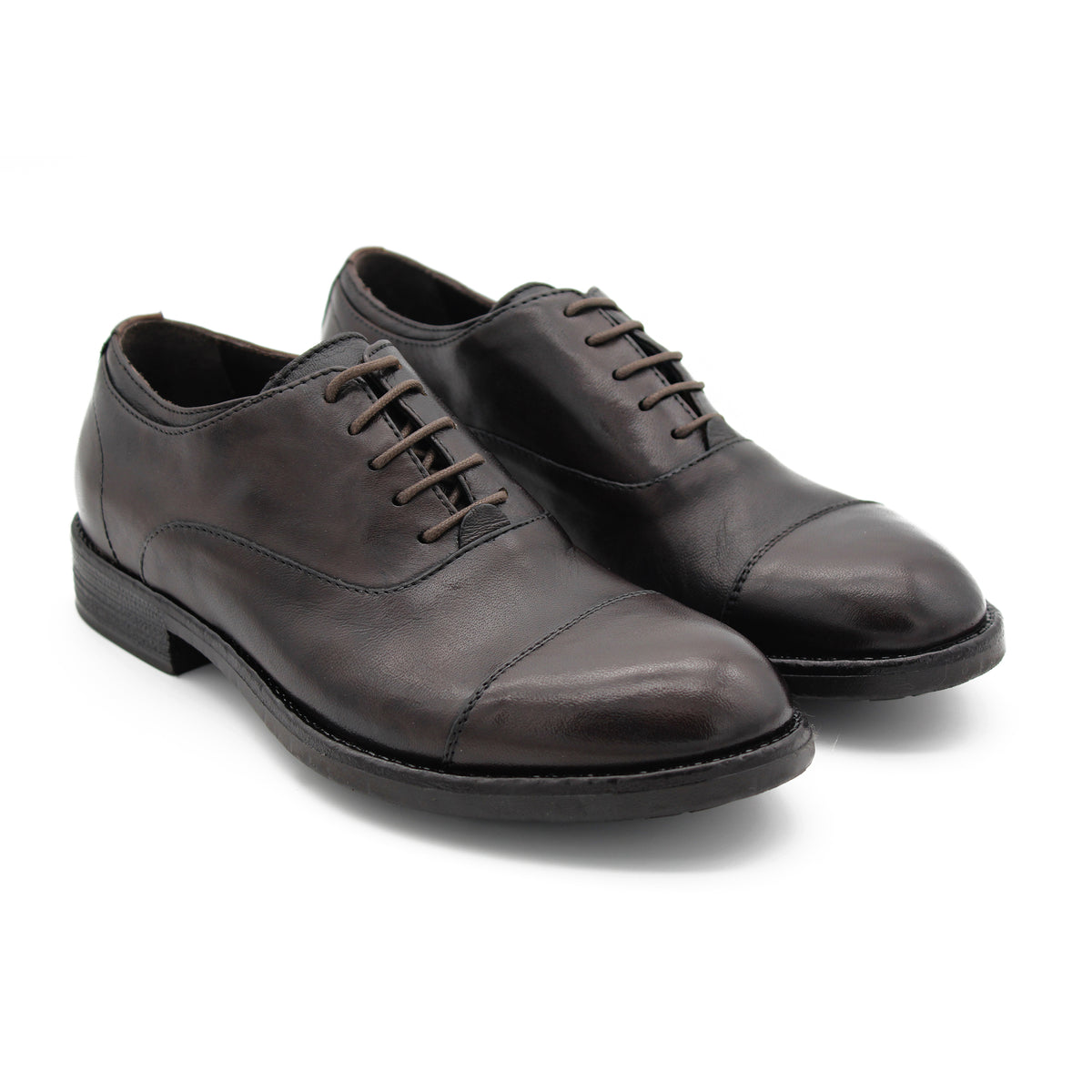 OXFORD IN PELLE VINTAGE TESTA DI MORO 