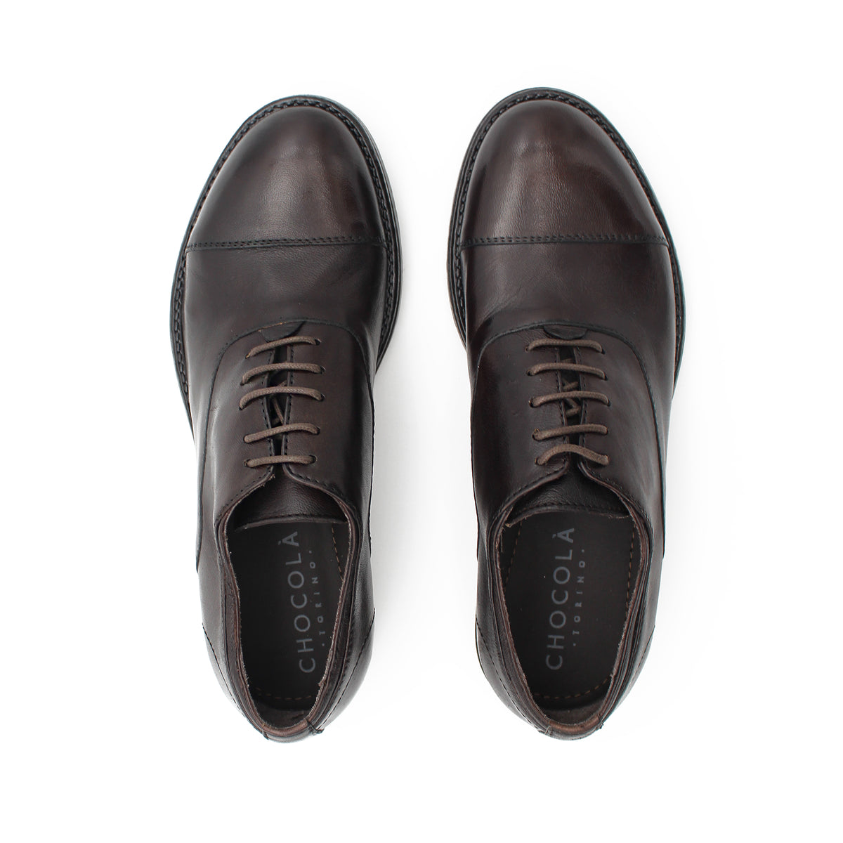 OXFORD IN PELLE VINTAGE TESTA DI MORO 