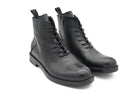 STIVALETTO STRINGATO IN PELLE NERO 