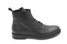 STIVALETTO STRINGATO IN PELLE NERO 