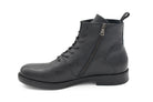 STIVALETTO STRINGATO IN PELLE NERO 