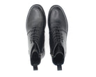 STIVALETTO STRINGATO IN PELLE NERO 