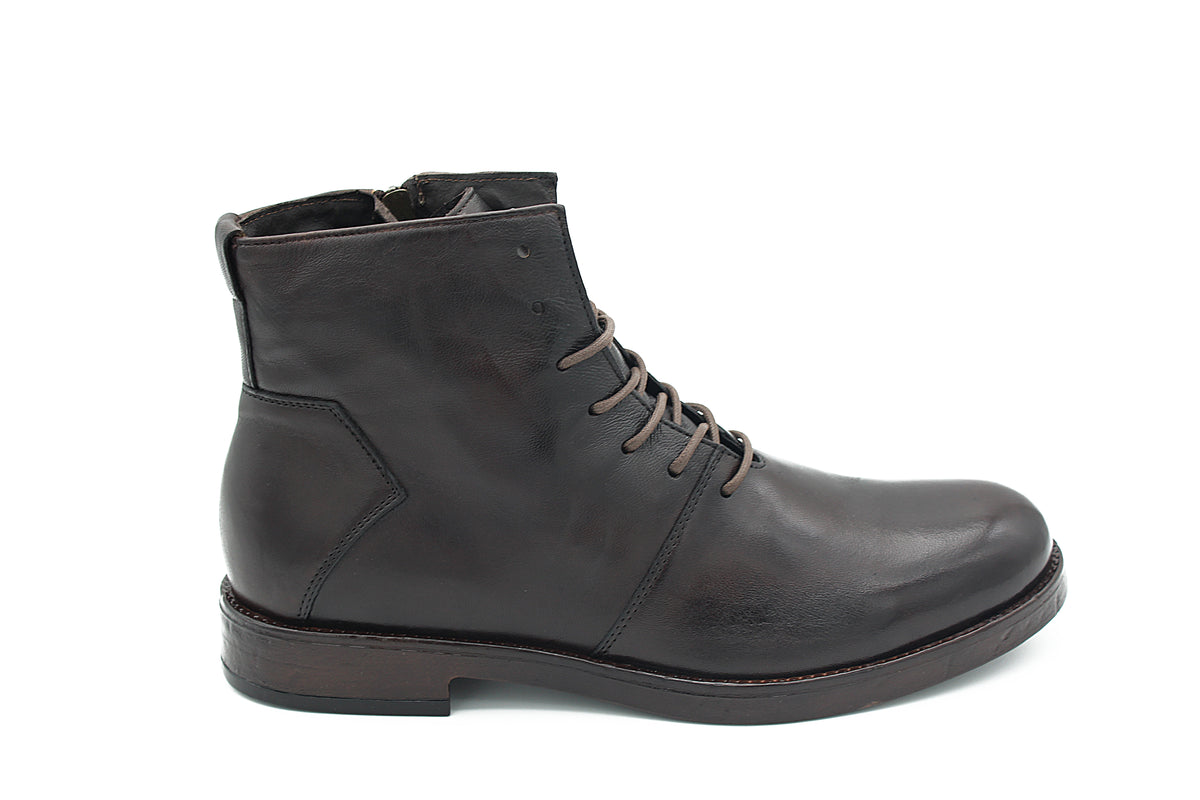 STIVALETTO STRINGATO IN PELLE TESTA DI MORO 