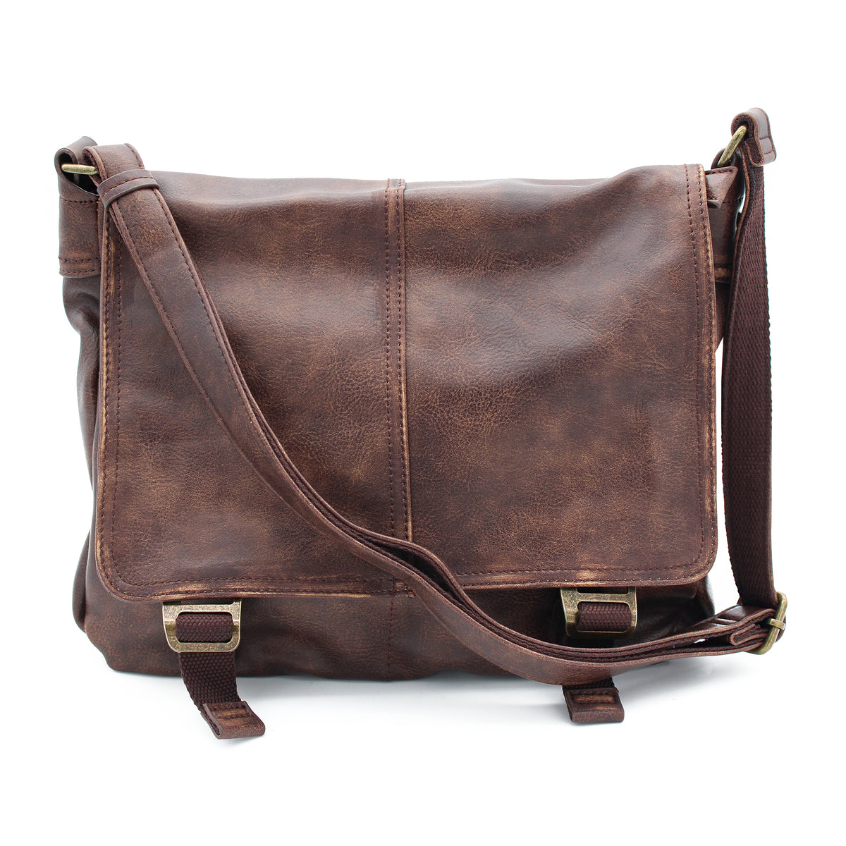 BORSA TRACOLLA ECOPELLE VINTAGE MARRONE 