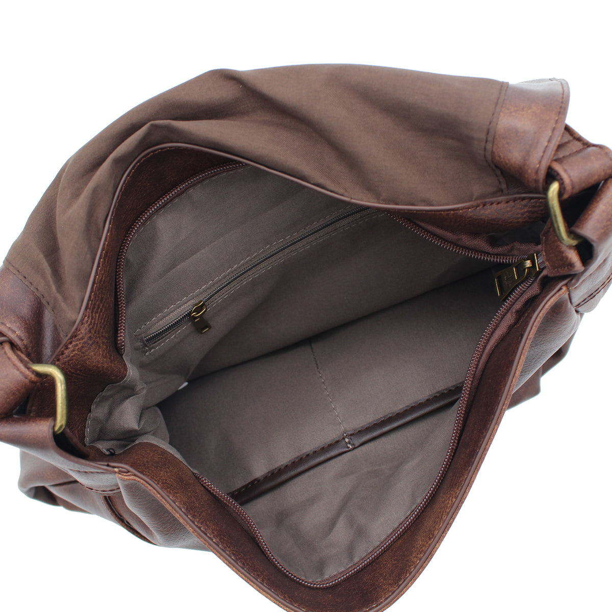 BORSA TRACOLLA ECOPELLE VINTAGE MARRONE 