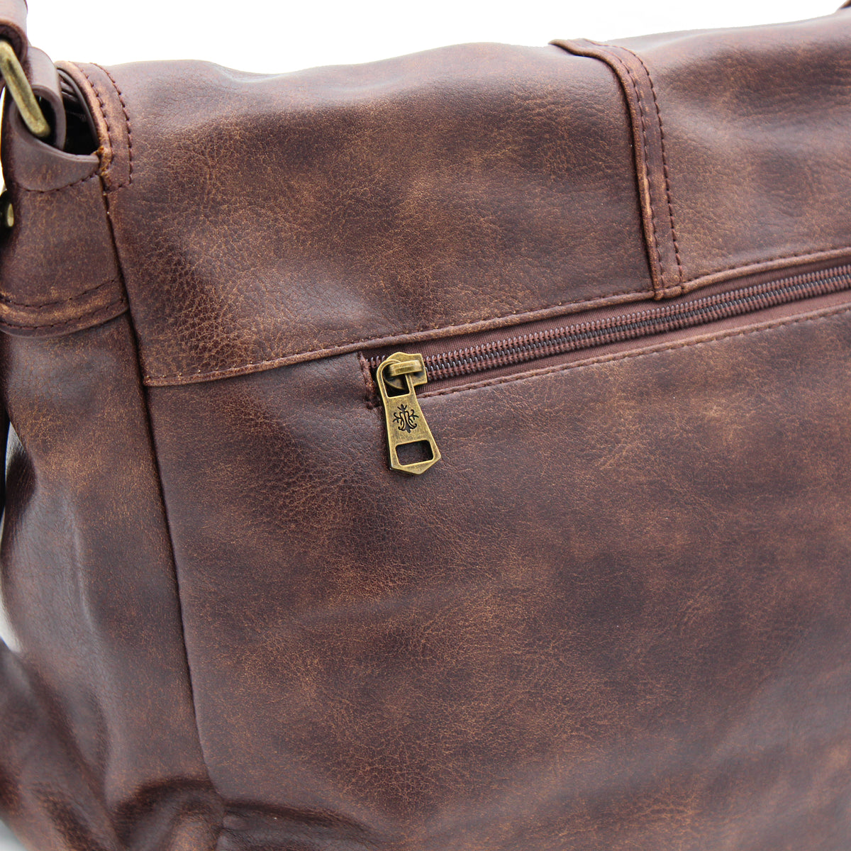 BORSA TRACOLLA ECOPELLE VINTAGE MARRONE 