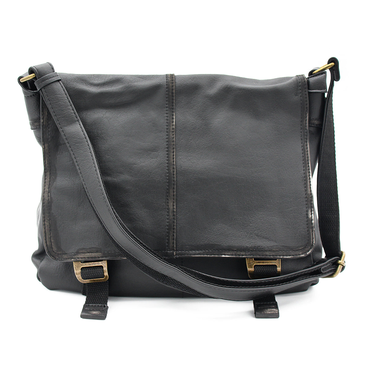 BORSA TRACOLLA ECOPELLE VINTAGE NERA 