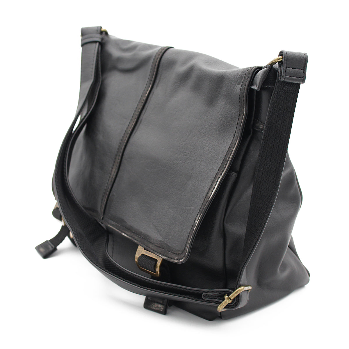BORSA TRACOLLA ECOPELLE VINTAGE NERA 