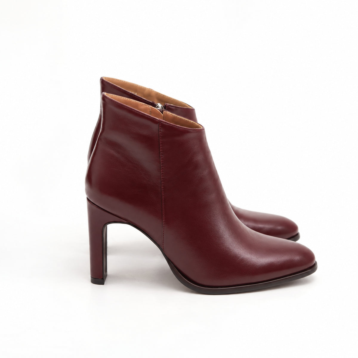 TRONCHETTO LISCIO BORDEAUX CON TACCO 