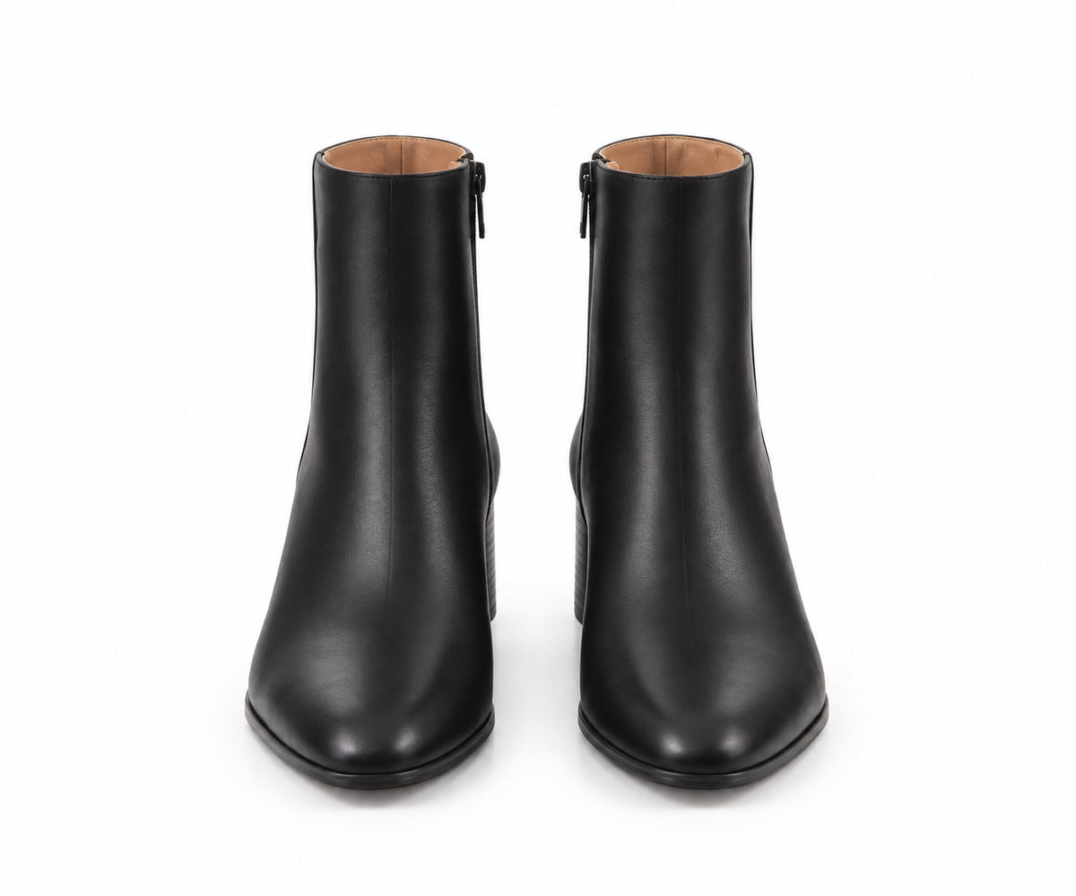 STIVALETTO LISCIO NERO TACCO LARGO 