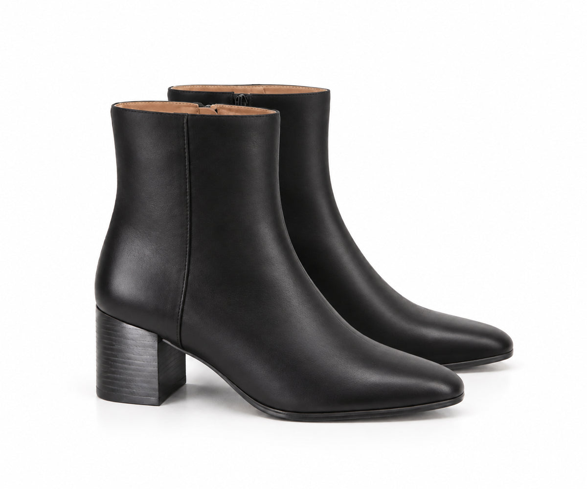 STIVALETTO LISCIO NERO TACCO LARGO 