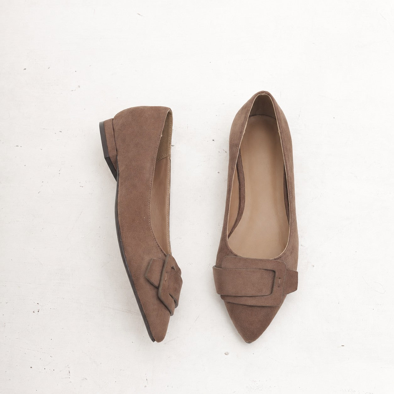 DECOLLETE FLAT MAXI FIBBIA FANGO 
